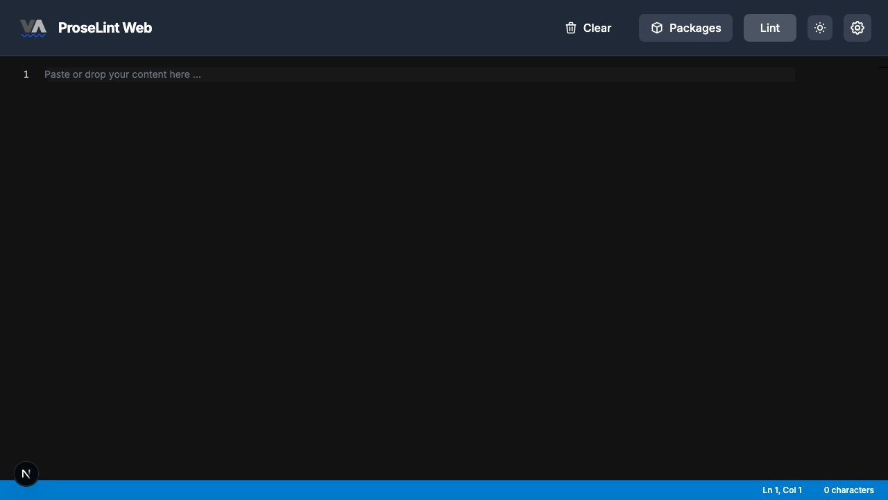 Clean ProseLint Web editor